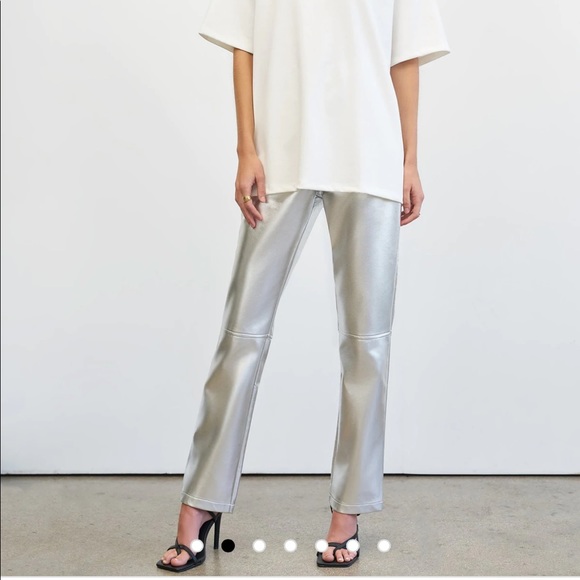 4th + Reckless x Elsa Hosk Silver Straight-leg Pant - Picture 2 of 6